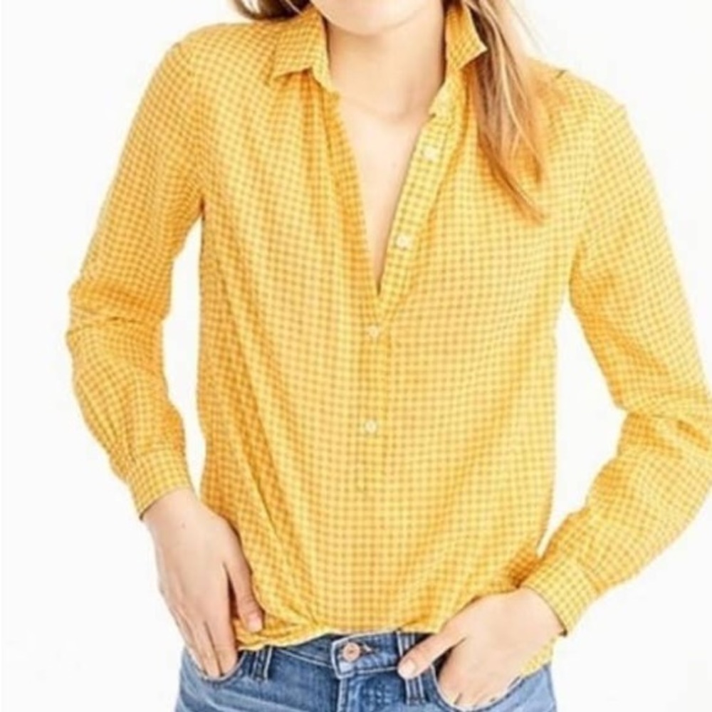 J.Crew Gingham Popover Top